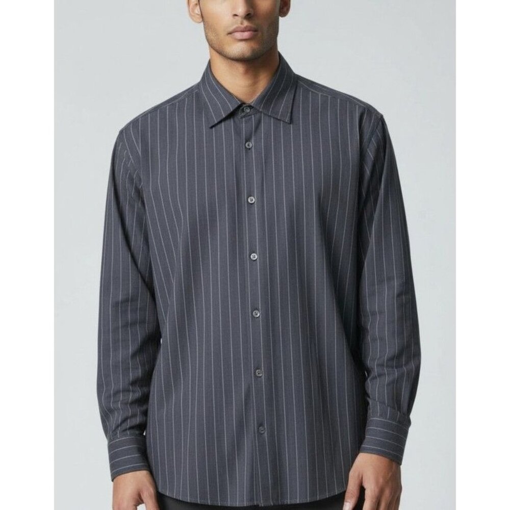 Banana Republic Mens Blue Pinstripe Button-Down Dress Shirt Size M 15-15.5 Cotto